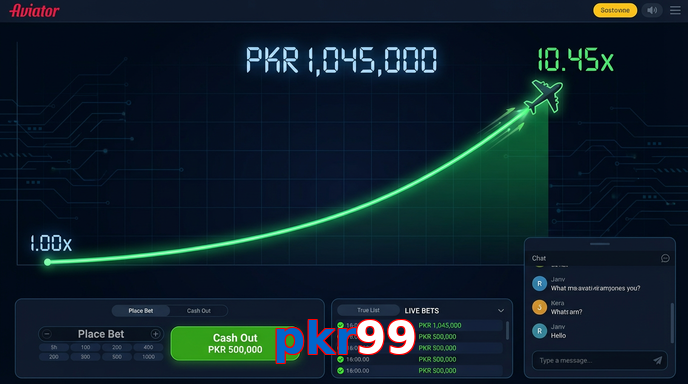 Main screen of Pkr99 aviator page for PK players