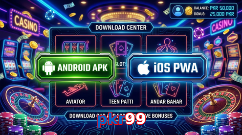 Main screen of Pkr99 download page for PK players
